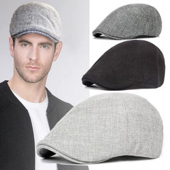 Linen Adjustable Ear Protection Beret Cap for Dad