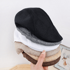 Linen Adjustable Ear Protection Beret Cap for Dad