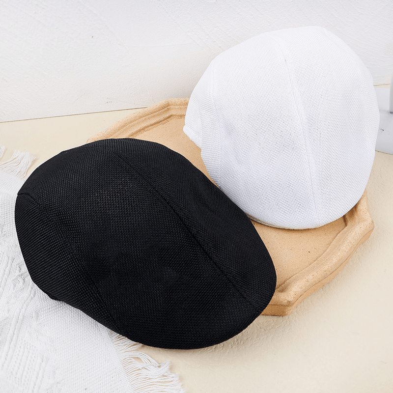 Linen Adjustable Ear Protection Beret Cap for Dad