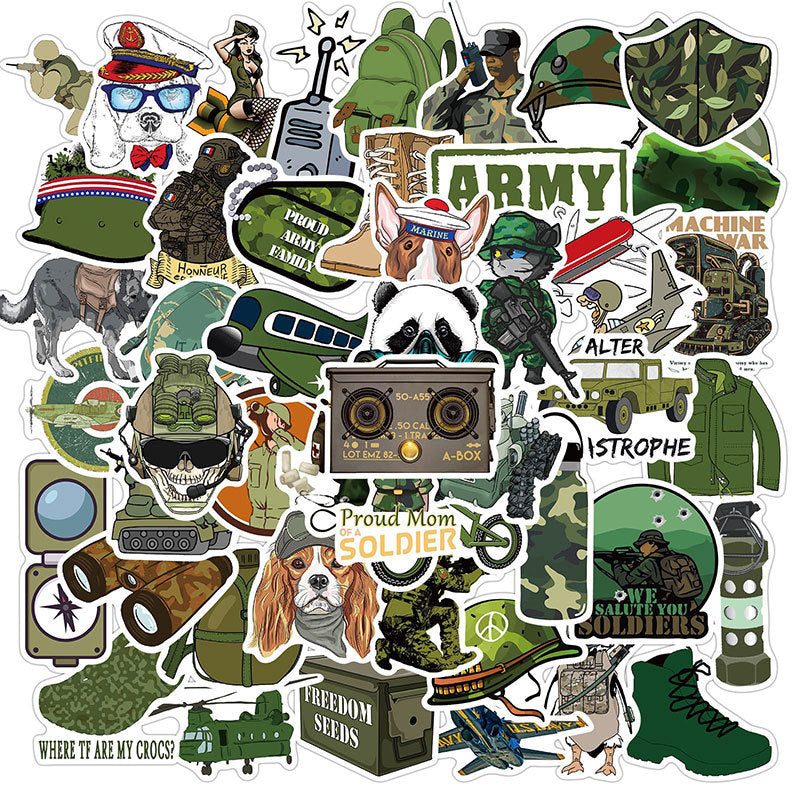 50pcs Military Equipment Stickers DIY Waterproof Decoration Gift