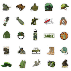 50pcs Military Equipment Stickers DIY Waterproof Decoration Gift