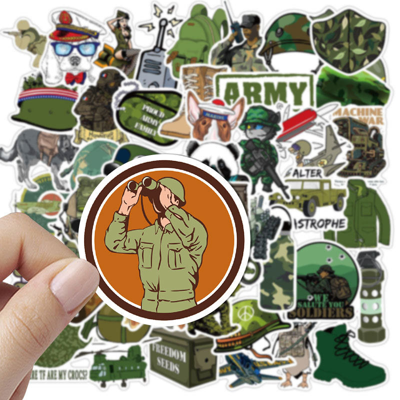 50pcs Military Equipment Stickers DIY Waterproof Decoration Gift