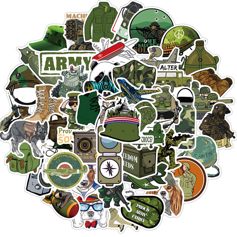 50pcs Military Equipment Stickers DIY Waterproof Decoration Gift