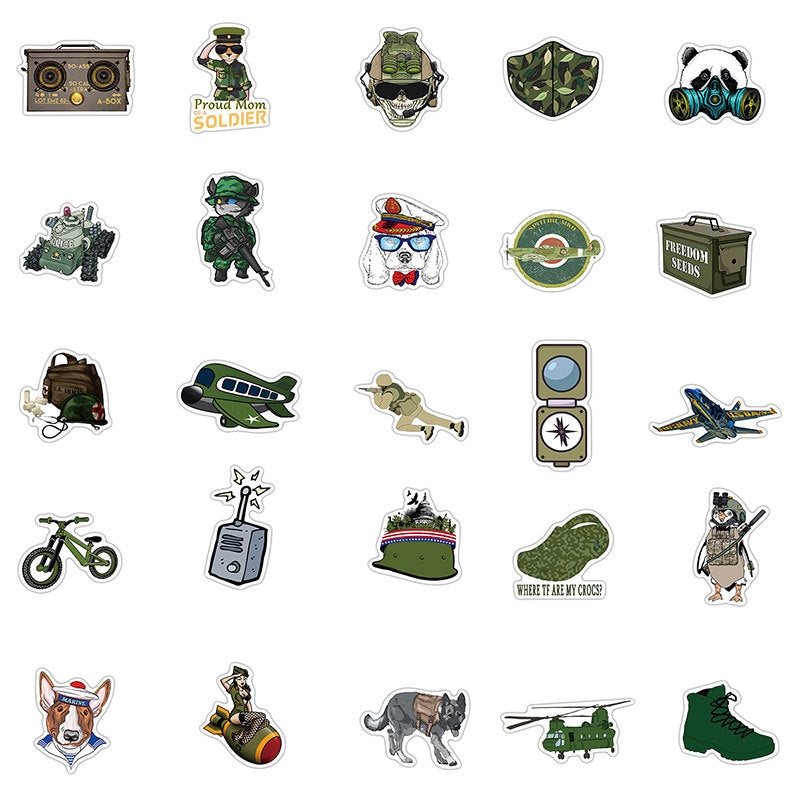 50pcs Military Equipment Stickers DIY Waterproof Decoration Gift