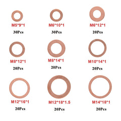 Copper Washer Gasket Set M8 M10 M12 M14 Sump Plugs