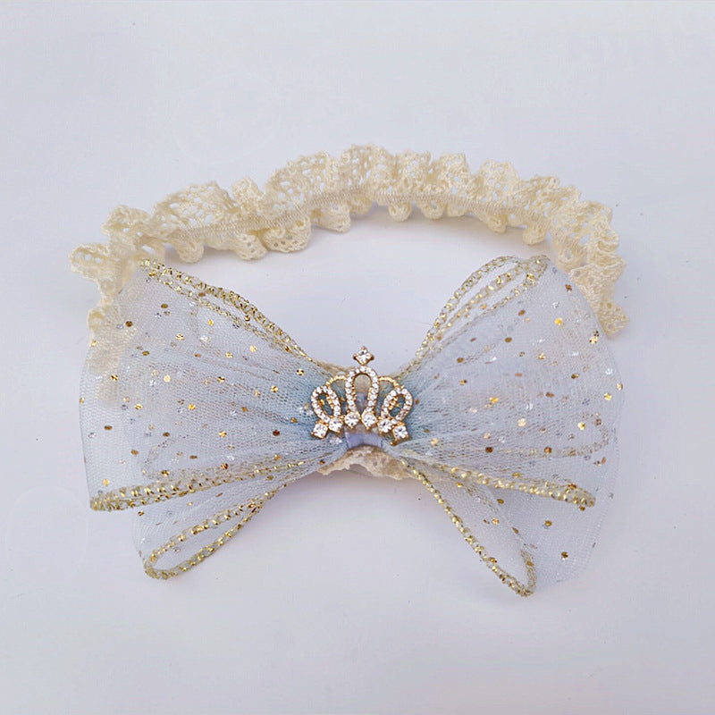 Crown Mesh Bow Lace Headband Hair Accessories For Baby Girls