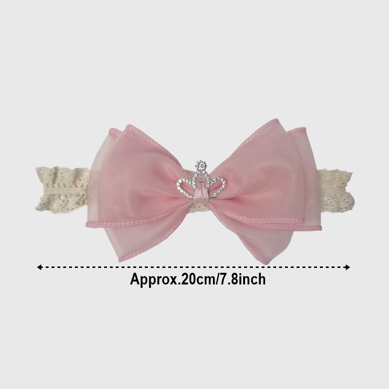 Crown Mesh Bow Lace Headband Hair Accessories For Baby Girls