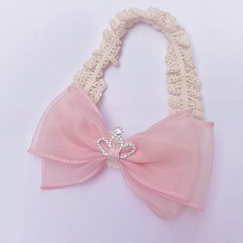 Crown Mesh Bow Lace Headband Hair Accessories For Baby Girls