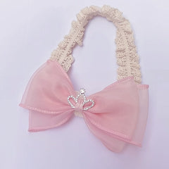 Crown Mesh Bow Lace Headband Hair Accessories For Baby Girls