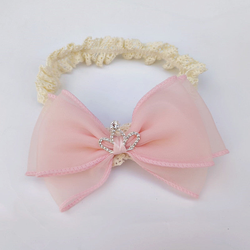 Crown Mesh Bow Lace Headband Hair Accessories For Baby Girls
