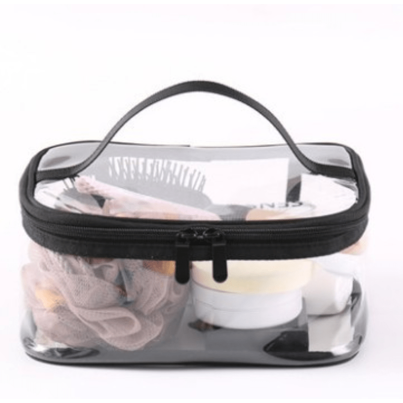 Clear Travel Toiletry Pouch with Zippers & Handle