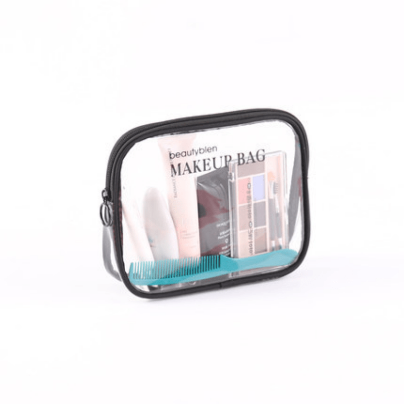 Clear Travel Toiletry Pouch with Zippers & Handle
