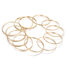 12pcs Ethnic Style Stackable Golden Silver Bangle Set For Girls