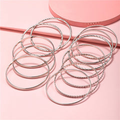 12pcs Ethnic Style Stackable Golden Silver Bangle Set For Girls