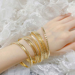 12pcs Ethnic Style Stackable Golden Silver Bangle Set For Girls