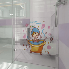 Cute Cartoon Toilet Closestool Shower Wall Stickers