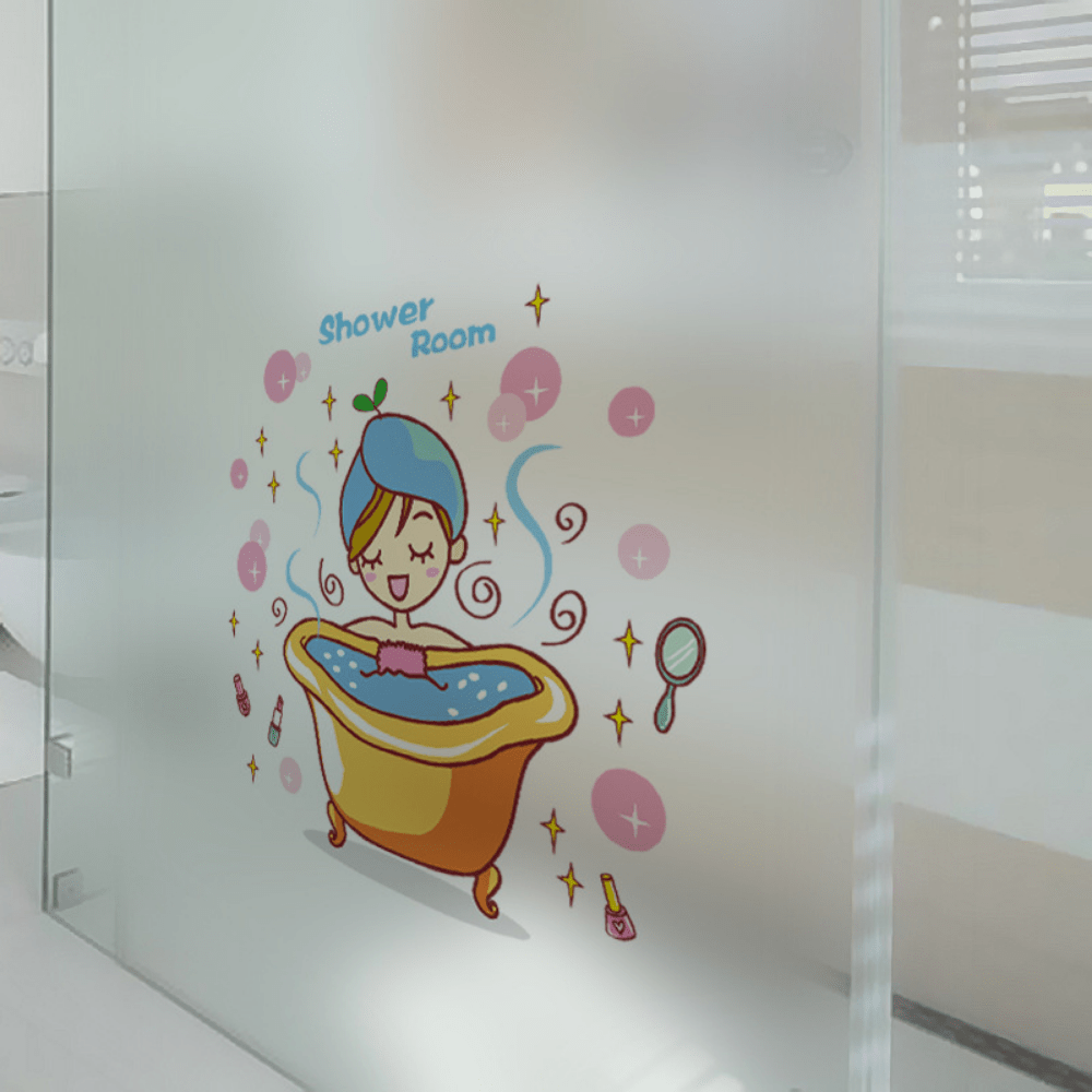 Cute Cartoon Toilet Closestool Shower Wall Stickers