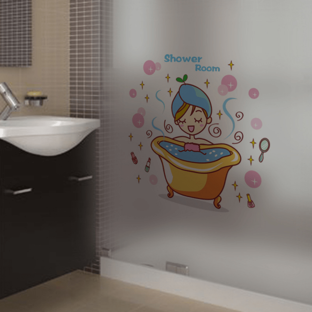 Cute Cartoon Toilet Closestool Shower Wall Stickers