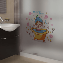 Cute Cartoon Toilet Closestool Shower Wall Stickers