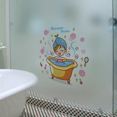 Cute Cartoon Toilet Closestool Shower Wall Stickers