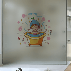 Cute Cartoon Toilet Closestool Shower Wall Stickers