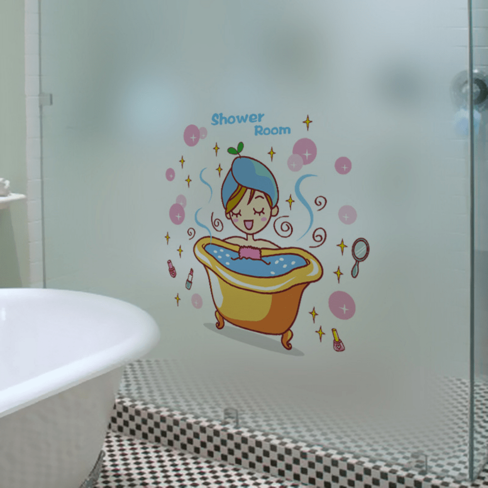 Cute Cartoon Toilet Closestool Shower Wall Stickers
