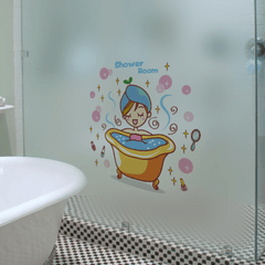 Cute Cartoon Toilet Closestool Shower Wall Stickers