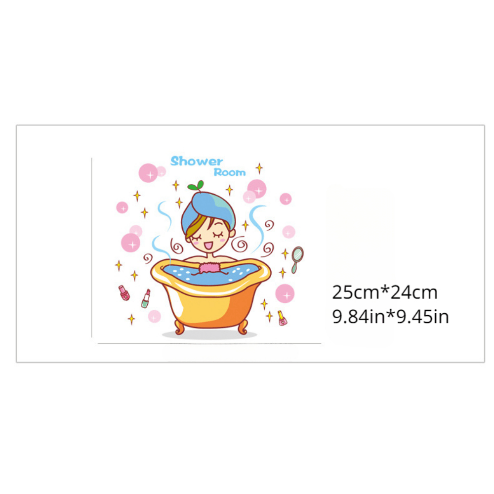 Cute Cartoon Toilet Closestool Shower Wall Stickers