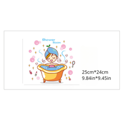 Cute Cartoon Toilet Closestool Shower Wall Stickers