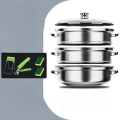 Portable Stainless Steel Steamer Set with Lid and Accessories