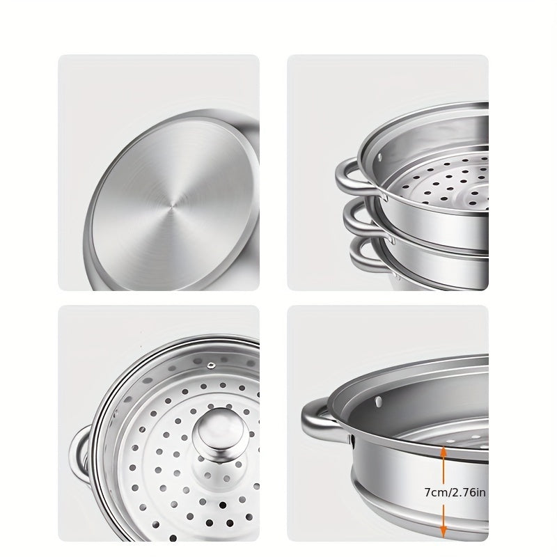 Portable Stainless Steel Steamer Set with Lid and Accessories