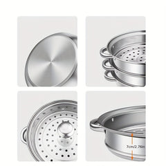 Portable Stainless Steel Steamer Set with Lid and Accessories