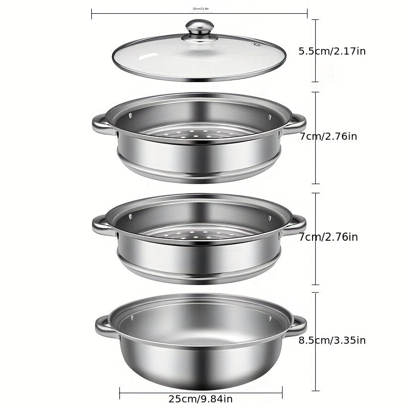 Portable Stainless Steel Steamer Set with Lid and Accessories