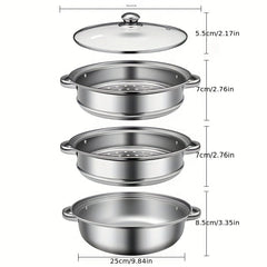 Portable Stainless Steel Steamer Set with Lid and Accessories