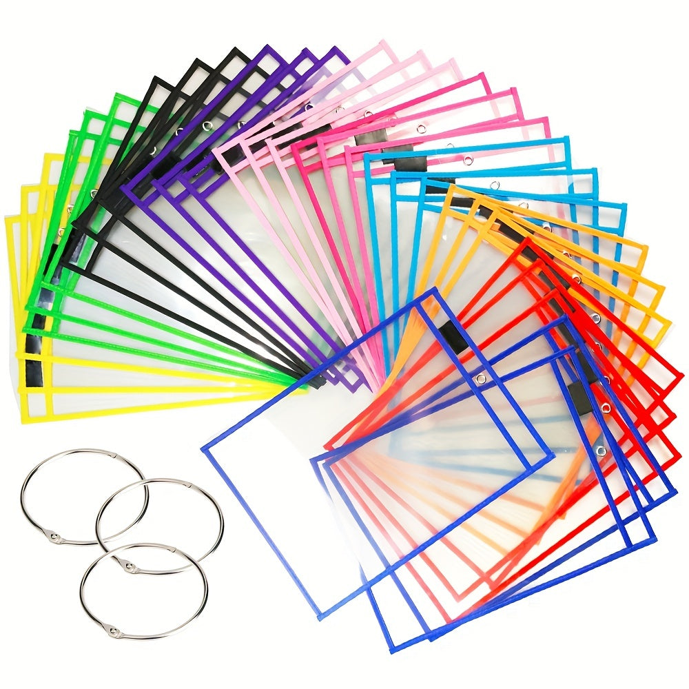 6/10pcs Reusable Dry Erase Pockets, Clear Plastic Sheet Protectors