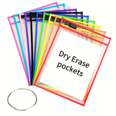 6/10pcs Reusable Dry Erase Pockets, Clear Plastic Sheet Protectors