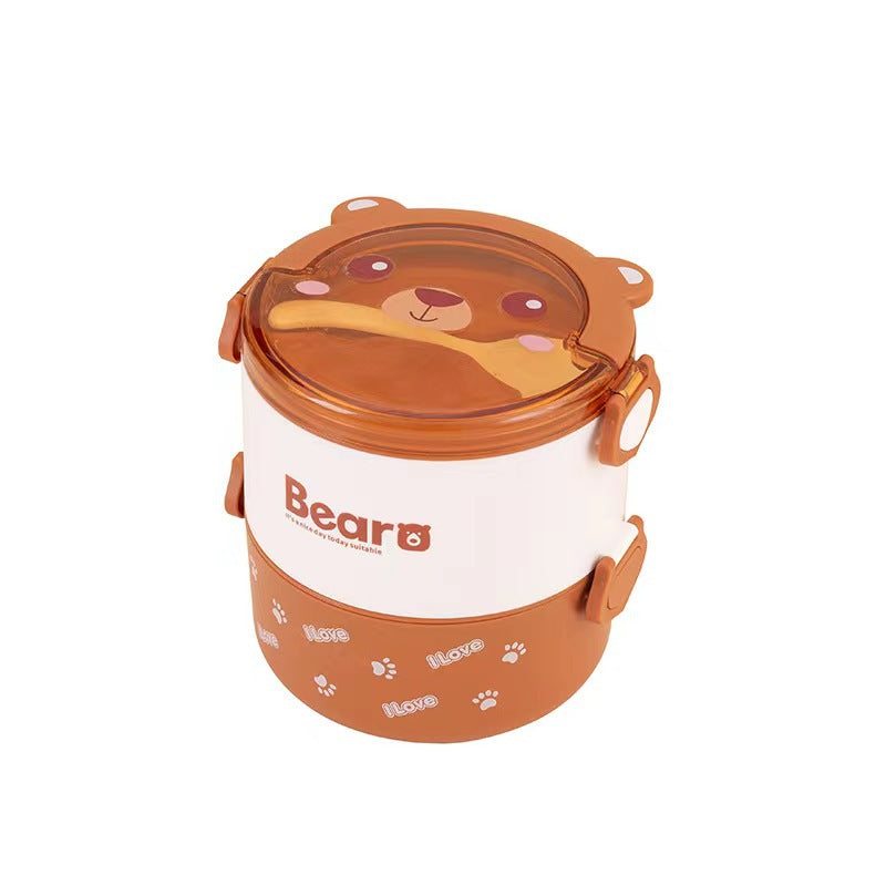 Cartoon Double layer Student Lunch Box Bento Box Leakproof Food Container