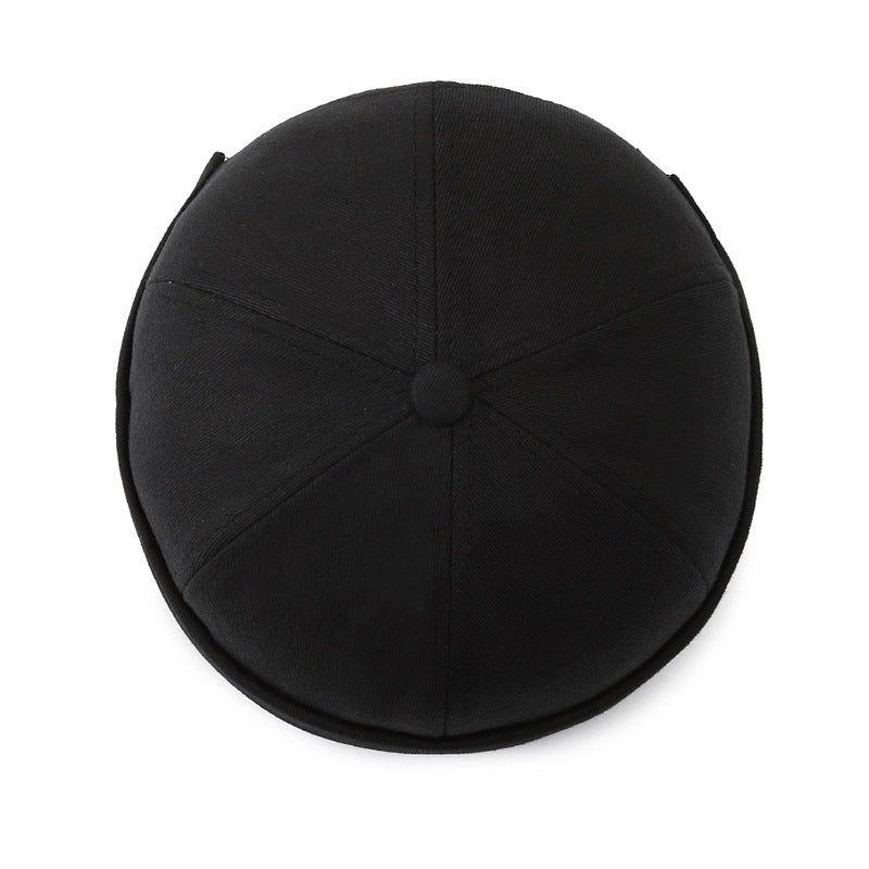 Melon Skin Hat Retro Brimless Landlord Hat With Rudder Embroidery