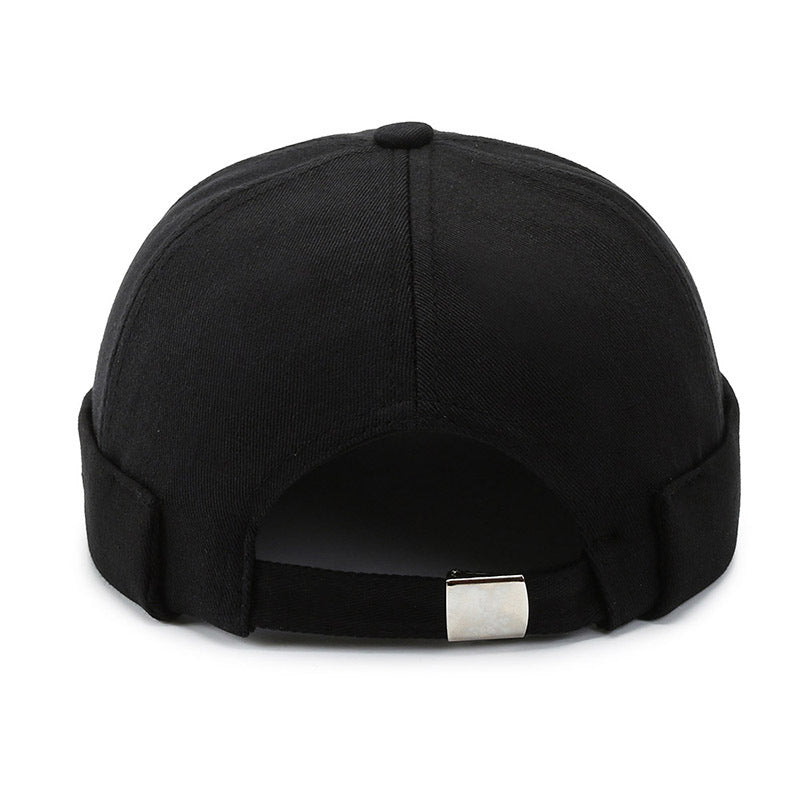 Melon Skin Hat Retro Brimless Landlord Hat With Rudder Embroidery