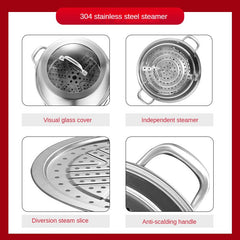 3 Tier Stainless Steel Steamer Set Non Stick Pot and Lids