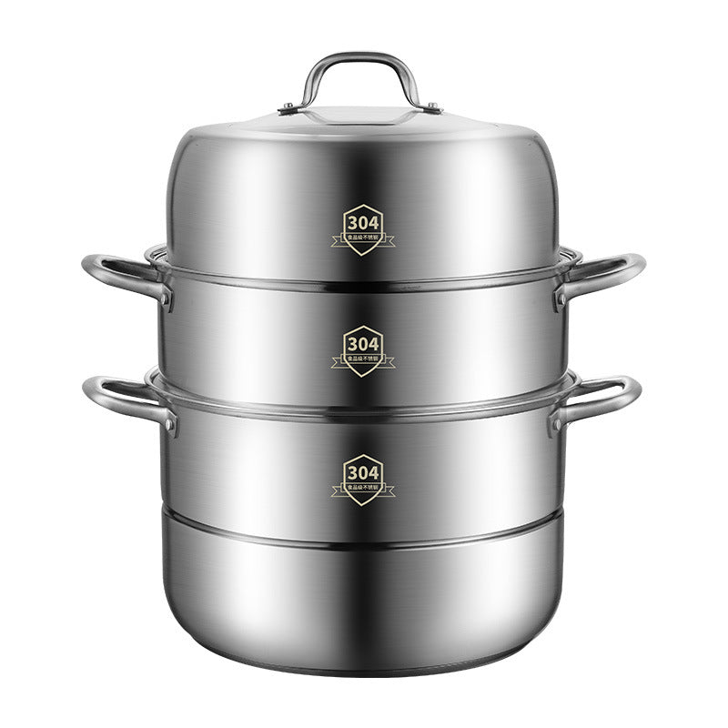 3 Tier Stainless Steel Steamer Set Non Stick Pot and Lids
