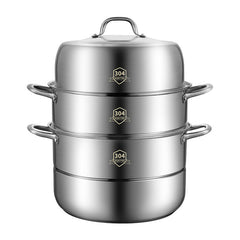 3 Tier Stainless Steel Steamer Set Non Stick Pot and Lids