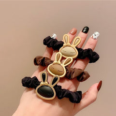 3pcs Bunny Elastic Hair Ties Cartoon Scrunchie Ponytail Holder For Girls