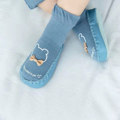 Baby Girls Shoes Socks Dot Glue Floor Socks Bowknot Leather Bottom Socks