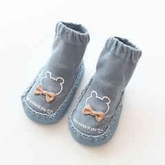 Baby Girls Shoes Socks Dot Glue Floor Socks Bowknot Leather Bottom Socks