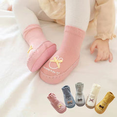 Baby Girls Shoes Socks Dot Glue Floor Socks Bowknot Leather Bottom Socks