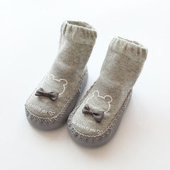 Baby Girls Shoes Socks Dot Glue Floor Socks Bowknot Leather Bottom Socks