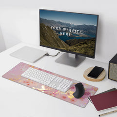 Large Pink Desk Mat Gaming Mousepad Marble Design