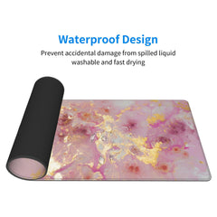 Large Pink Desk Mat Gaming Mousepad Marble Design