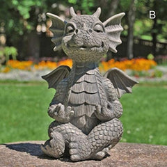 Dragon Meditated Resin Garden Statue Yard Art Decoration